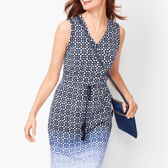 T by Talbots Ombré Geo-Print Shift Dress Size M Petite | Wear to Work Collection - Picture 12 of 12